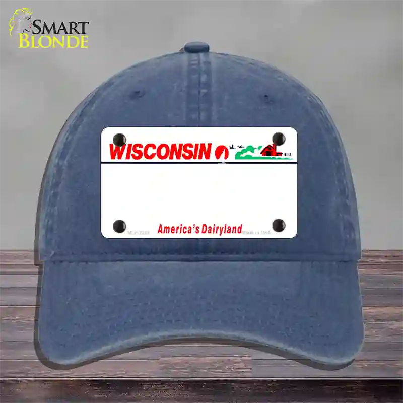 Wisconsin State Blank Novelty License Plate Hat Unconstructed Cotton / Navy