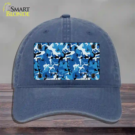 Blue Camouflage Novelty License Plate Hat Unconstructed Cotton / Navy