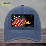 Fire Dice Flame Novelty License Plate Hat Unconstructed Cotton / Navy