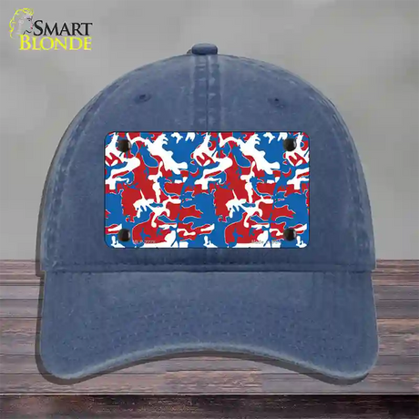 Patriotic Camouflage Novelty License Plate Hat Unconstructed Cotton / Navy