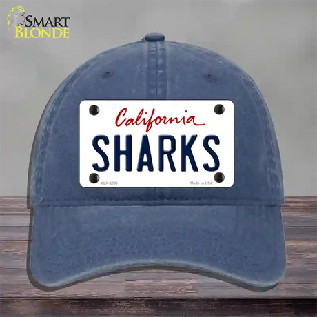 Sharks California State Novelty License Plate Hat Unconstructed Cotton / Navy