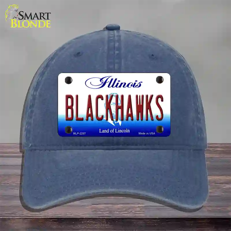 Blackhawks Illinois State Novelty License Plate Hat Unconstructed Cotton / Navy