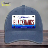 Blackhawks Illinois State Novelty License Plate Hat Unconstructed Cotton / Navy