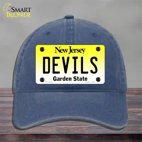 Devils New Jersey State Novelty License Plate Hat Unconstructed Cotton / Navy