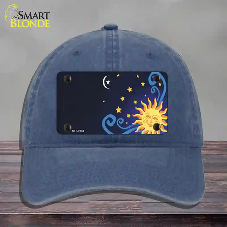 Celestial Sun Offset Novelty License Plate Hat Unconstructed Cotton / Navy