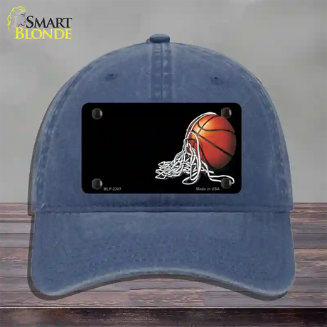 Basketball With Net Offset Novelty License Plate Hat Unconstructed Cotton / Navy