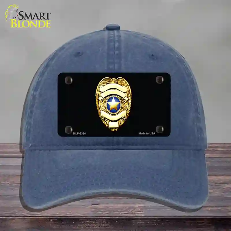 Police Badge Novelty License Plate Hat Unconstructed Cotton / Navy