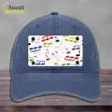 Musical Notes Multi-Color Novelty License Plate Hat Unconstructed Cotton / Navy