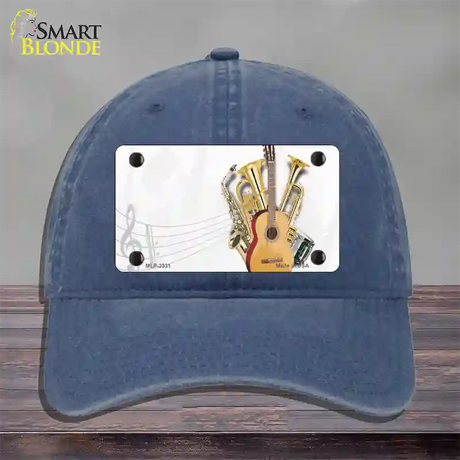 Musical Instruments Offset Novelty License Plate Hat Unconstructed Cotton / Navy