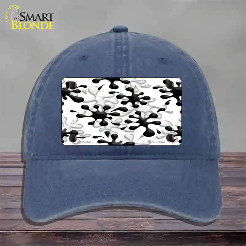 Splatter Black White Novelty License Plate Hat Unconstructed Cotton / Navy