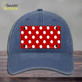 White Polka Dots Red Novelty License Plate Hat Unconstructed Cotton / Navy