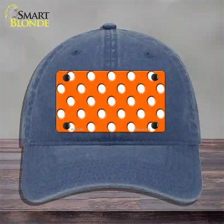 White Polka Dots Orange Novelty License Plate Hat Unconstructed Cotton / Navy