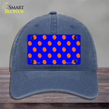 Orange Polka Dots Royal Blue Novelty License Plate Hat Unconstructed Cotton / Navy