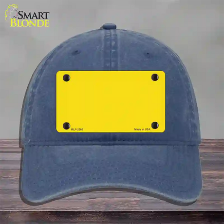 Yellow Solid Novelty License Plate Hat Unconstructed Cotton / Navy