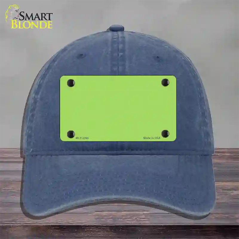 Lime Green Solid Novelty License Plate Hat Unconstructed Cotton / Navy