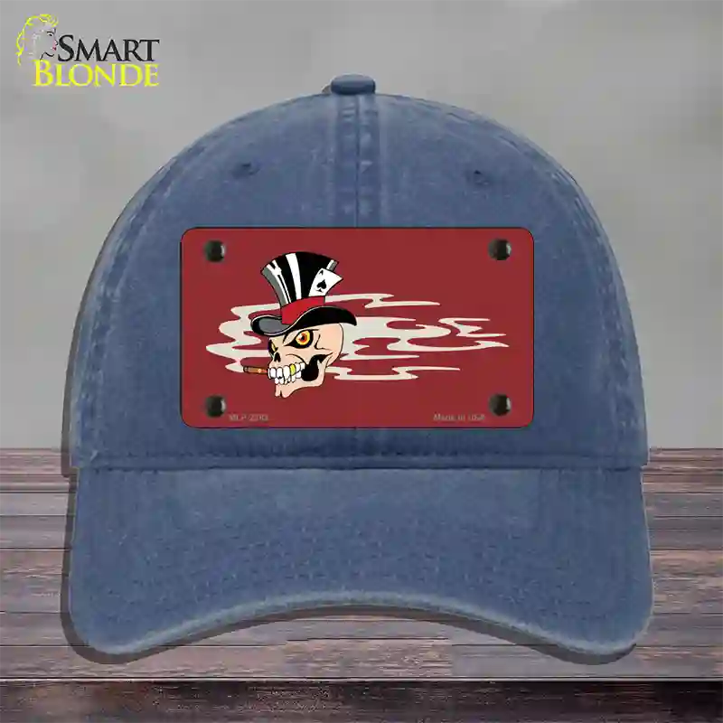 Smokin Joker Top Hat Skull Offset Novelty License Plate Hat Unconstructed Cotton / Navy