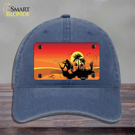 Sunset Surfer Novelty License Plate Hat Unconstructed Cotton / Navy