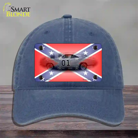 Confederate Flag Charger Novelty License Plate Hat Unconstructed Cotton / Navy