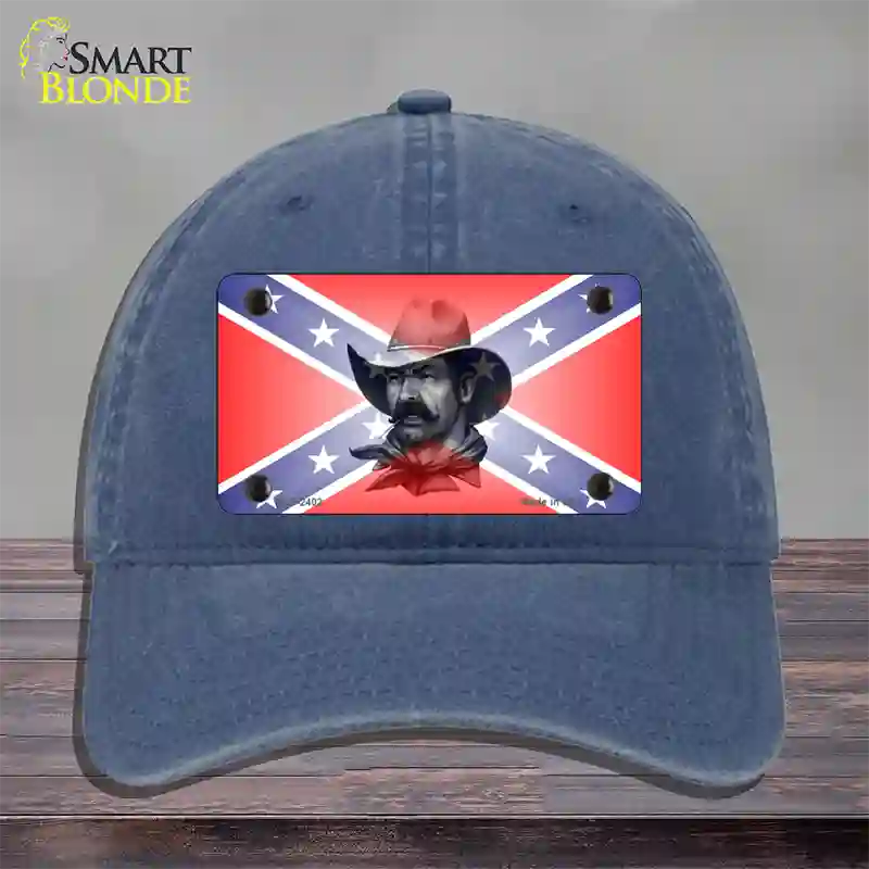 Confederate Flag Cowboy Novelty License Plate Hat Unconstructed Cotton / Navy