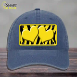 Yellow Black Zebra Yellow Centered Hearts Novelty License Plate Hat Unconstructed Cotton / Navy