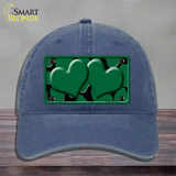 Green Black Giraffe Green Centered Hearts Novelty License Plate Hat Unconstructed Cotton / Navy