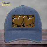 Brown Black Giraffe Brown Centered Hearts Novelty License Plate Hat Unconstructed Cotton / Navy