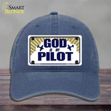 God Is My Pilot Novelty License Plate Hat Unconstructed Cotton / Navy