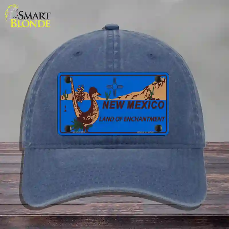 Roadrunner Blue New Mexico Novelty License Plate Hat Unconstructed Cotton / Navy