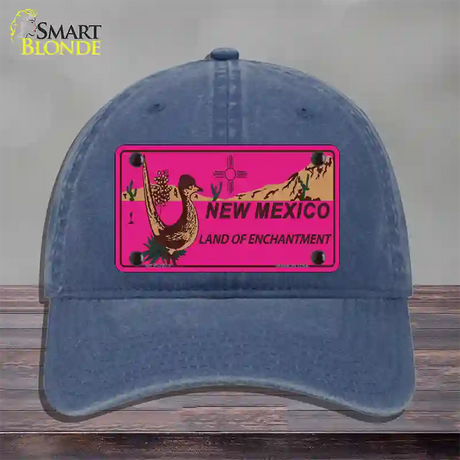 Roadrunner Pink New Mexico Novelty License Plate Hat Unconstructed Cotton / Navy