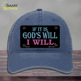 If Its Gods Will Novelty License Plate Hat Unconstructed Cotton / Navy