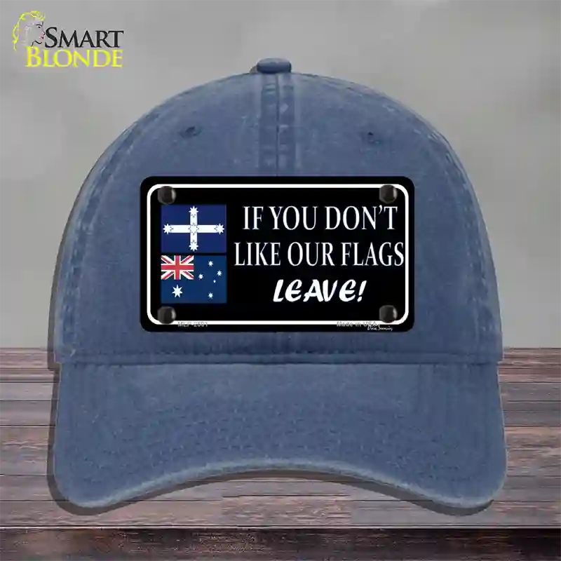 If You Dont Like Our Flag Leave Novelty License Plate Hat Unconstructed Cotton / Navy