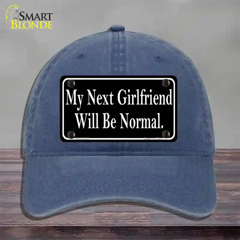 My Next Girlfriend Novelty License Plate Hat Unconstructed Cotton / Navy