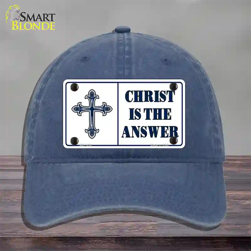 Christ Is The Answer Novelty License Plate Hat Unconstructed Cotton / Navy