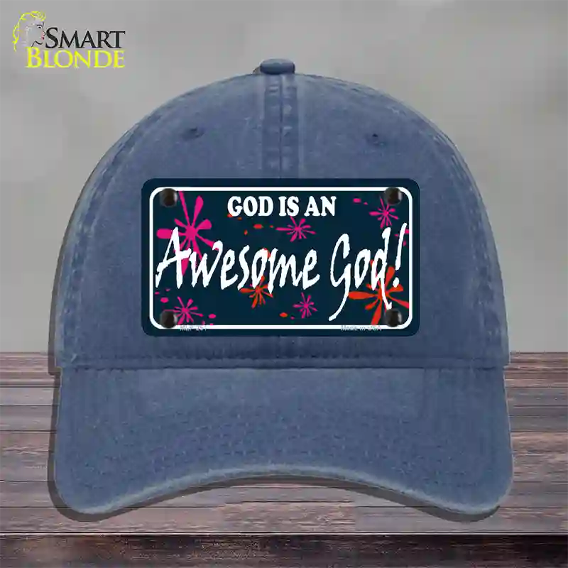 God Is An Awesome God Novelty License Plate Hat Unconstructed Cotton / Navy