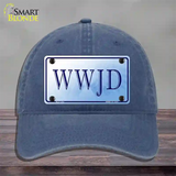 WWJD Novelty License Plate Hat Unconstructed Cotton / Navy