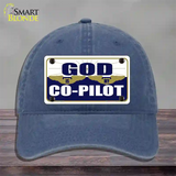 God Is My Co-Pilot Novelty License Plate Hat Unconstructed Cotton / Navy