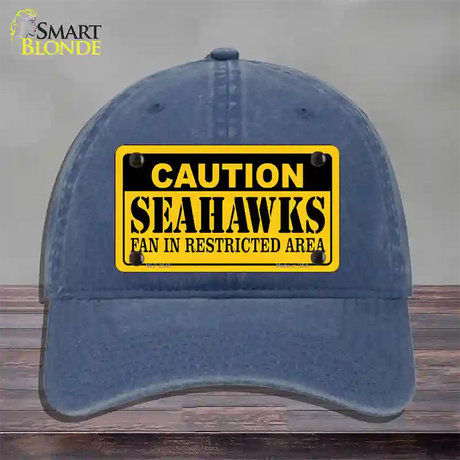 Caution Seahawks Novelty License Plate Hat Unconstructed Cotton / Navy