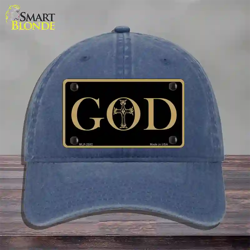 God Novelty License Plate Hat Unconstructed Cotton / Navy