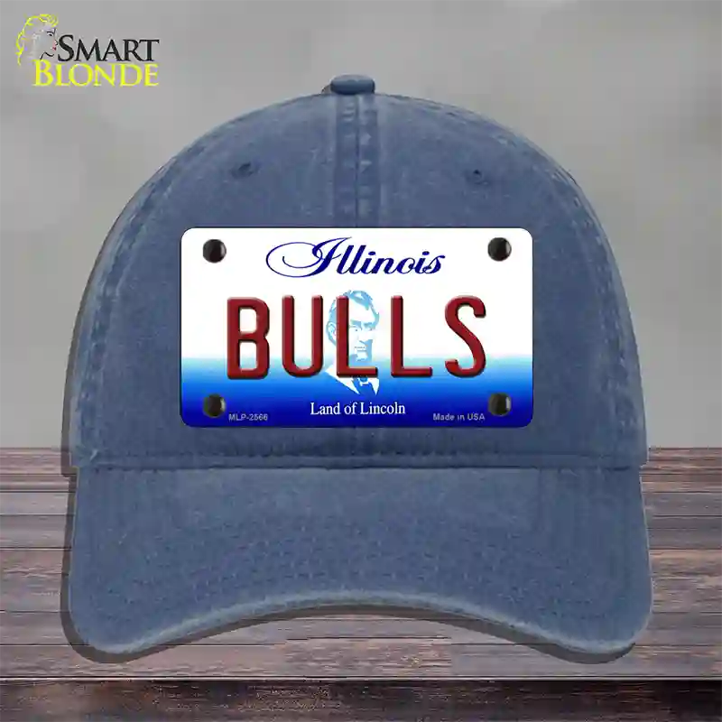 Bulls Illinois State Novelty License Plate Hat Unconstructed Cotton / Navy