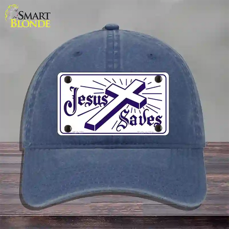 Jesus Saves Novelty License Plate Hat Unconstructed Cotton / Navy