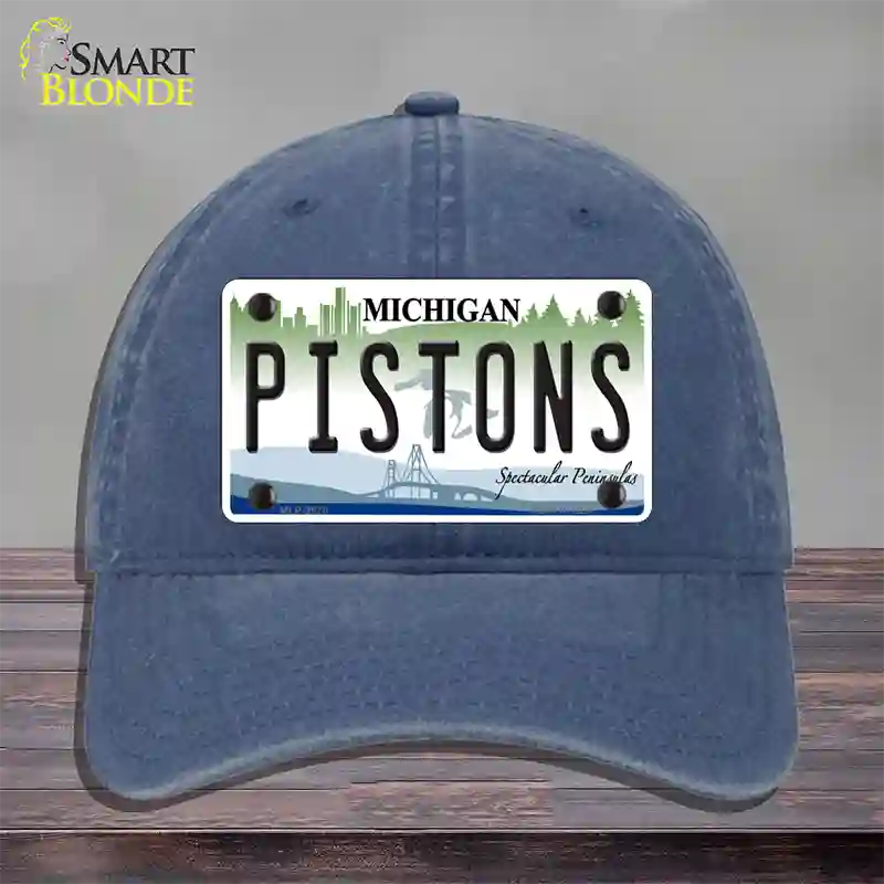 Pistons Michigan State Novelty License Plate Hat Unconstructed Cotton / Navy