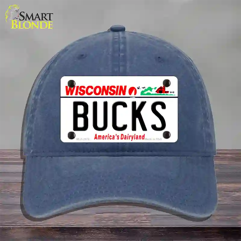 Bucks Wisconsin State Novelty License Plate Hat Unconstructed Cotton / Navy