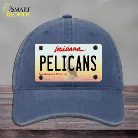 Pelicans Louisiana State Novelty License Plate Hat Unconstructed Cotton / Navy