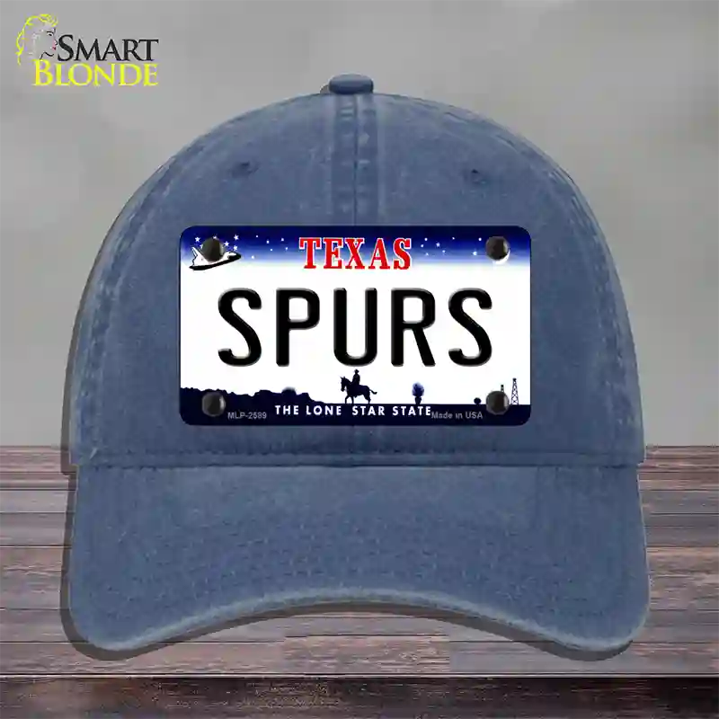 Spurs Texas State Novelty License Plate Hat Unconstructed Cotton / Navy