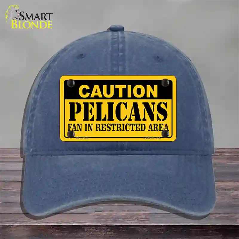 Caution Pelicans Fan Novelty License Plate Hat Unconstructed Cotton / Navy