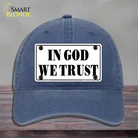 In God We Trust Novelty License Plate Hat Unconstructed Cotton / Navy