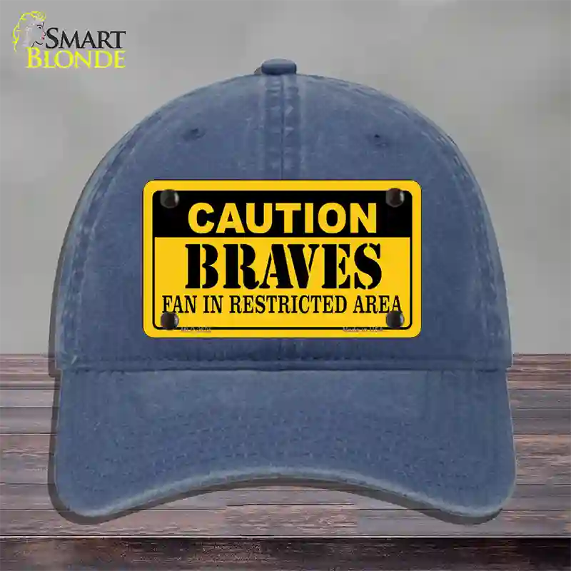 Caution Braves Fan Novelty License Plate Hat Unconstructed Cotton / Navy