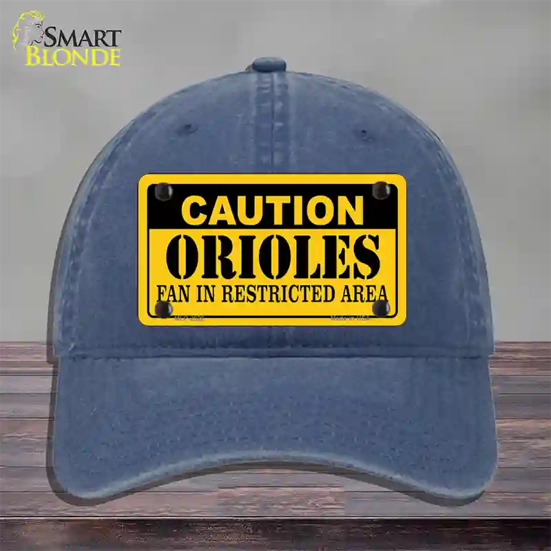 Caution Orioles Fan Novelty License Plate Hat Unconstructed Cotton / Navy