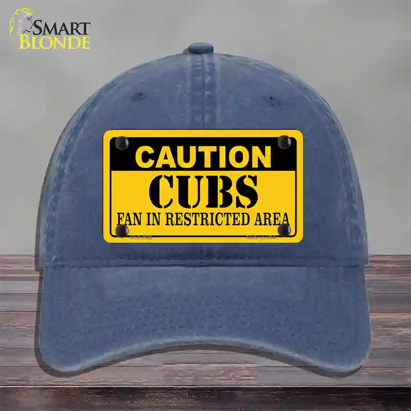 Caution Cubs Fan Novelty License Plate Hat Unconstructed Cotton / Navy