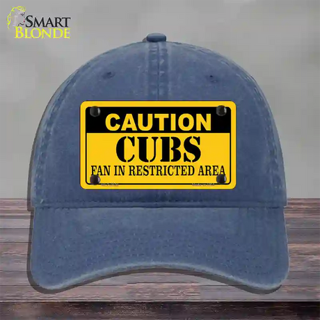 Caution Cubs Fan Novelty License Plate Hat Unconstructed Cotton / Navy